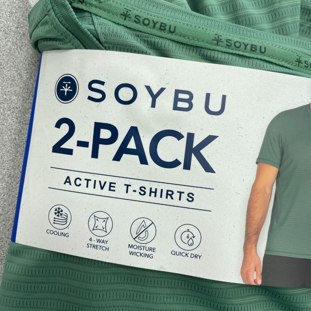 Soybu Men's L 2-Pack Active T-Shirts Green/Gray N0832 - Picture 5 of 8